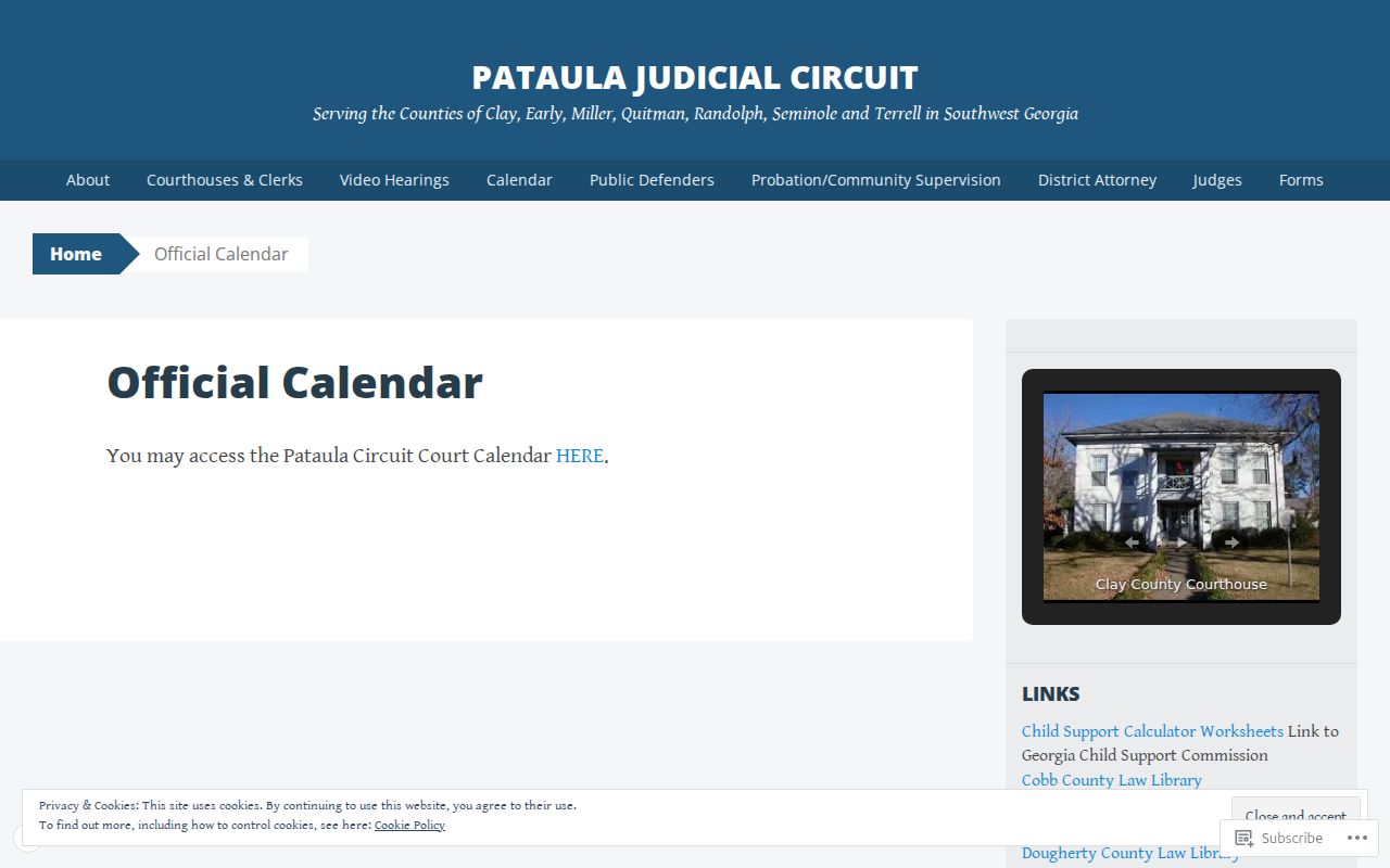 Randolph County court calendar official Pataula page