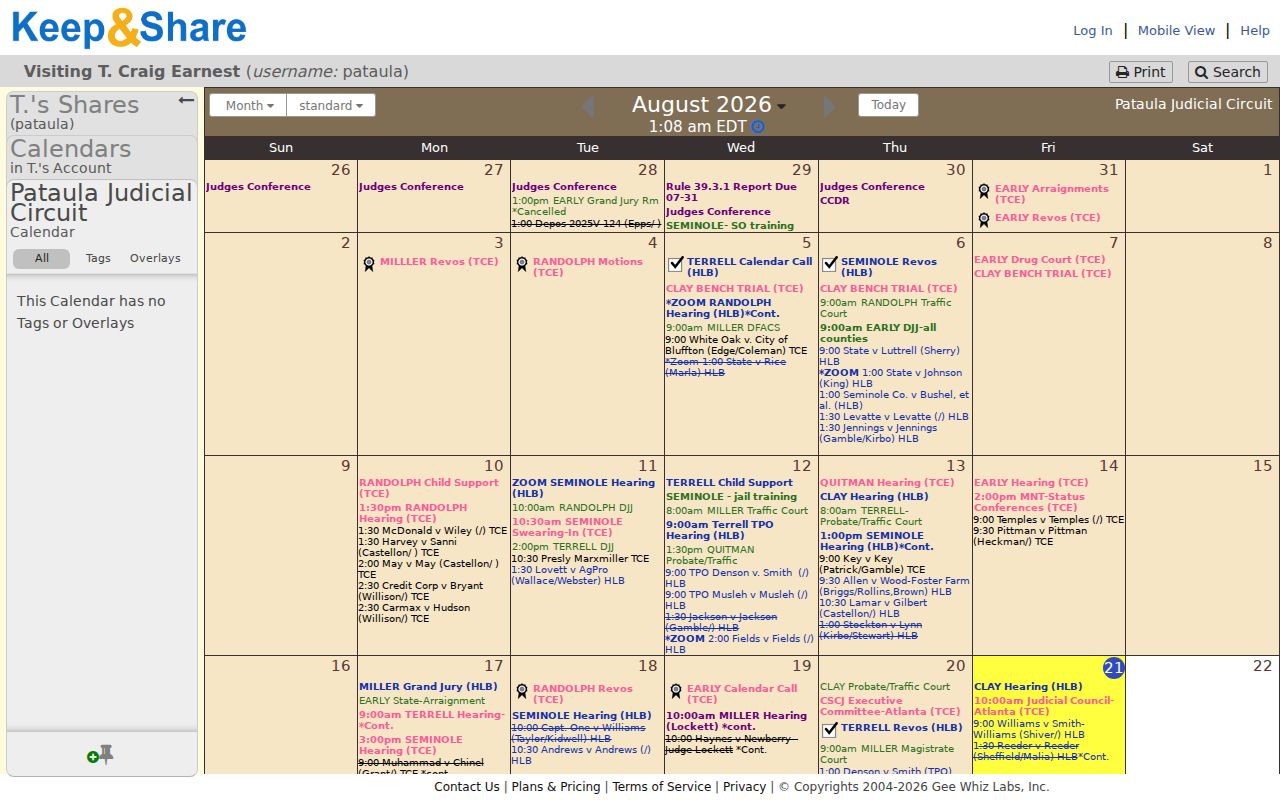 Randolph County court calendar search interface