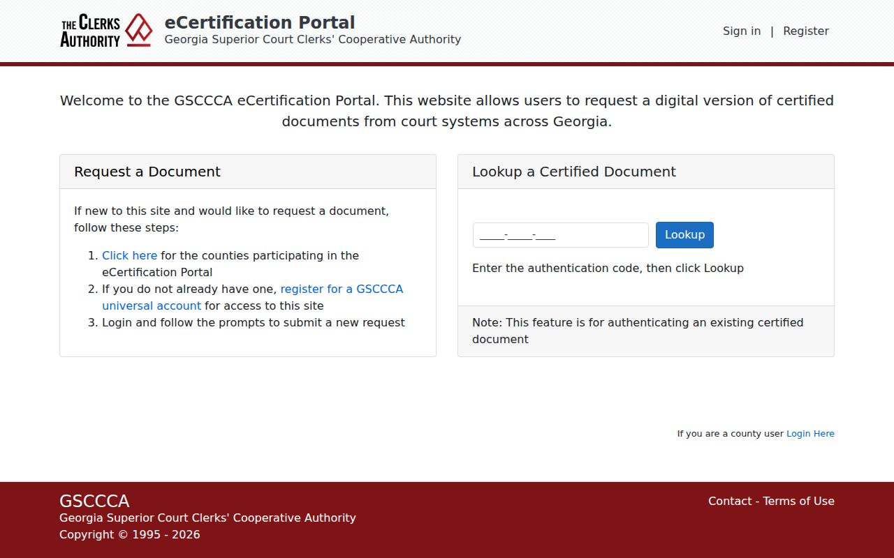 Randolph County court records GSCCCA eCertification portal