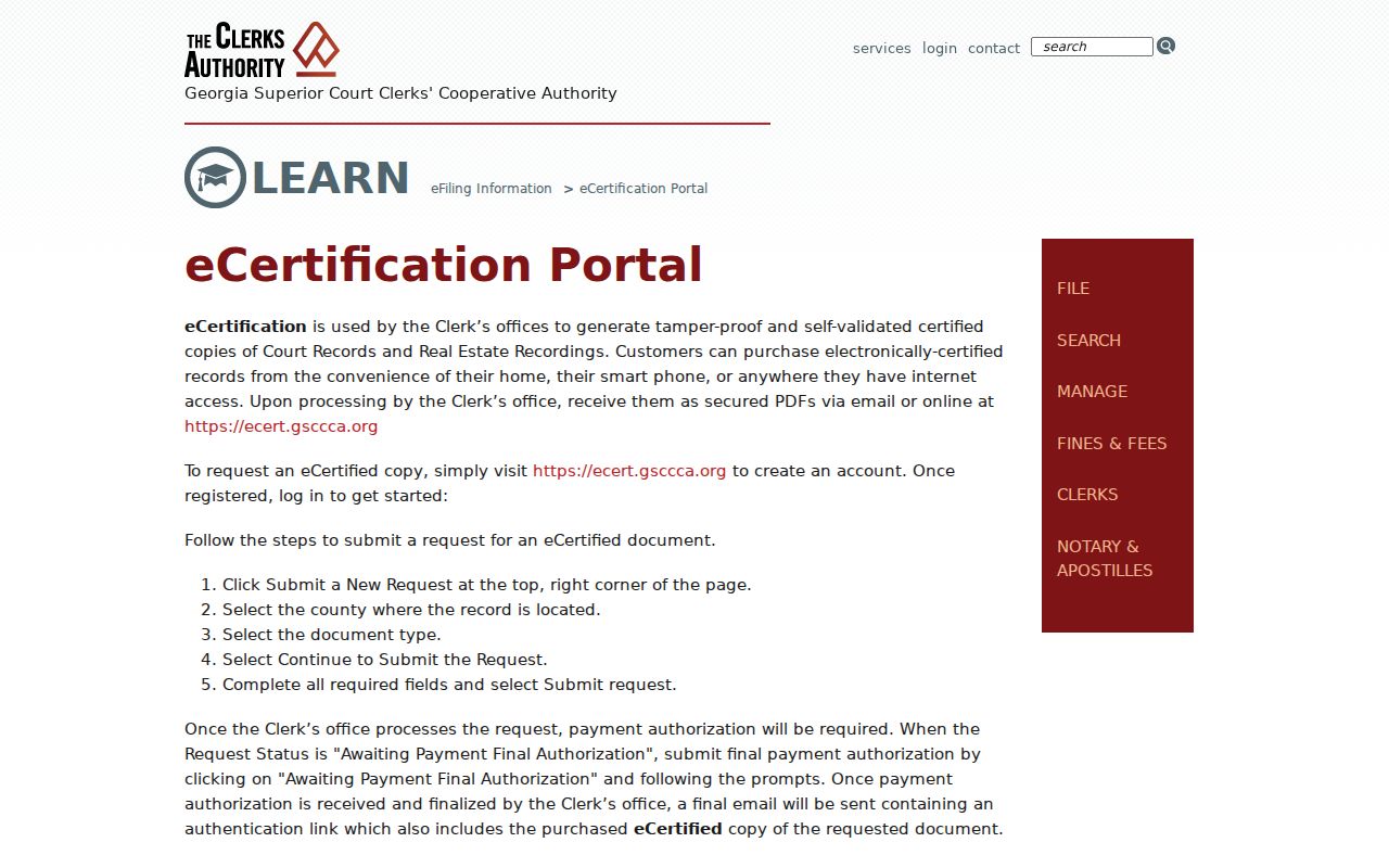 Randolph County court records electronic certification workflow