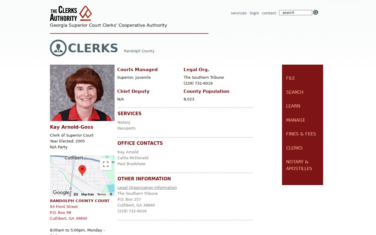 Randolph County court docket clerk directory