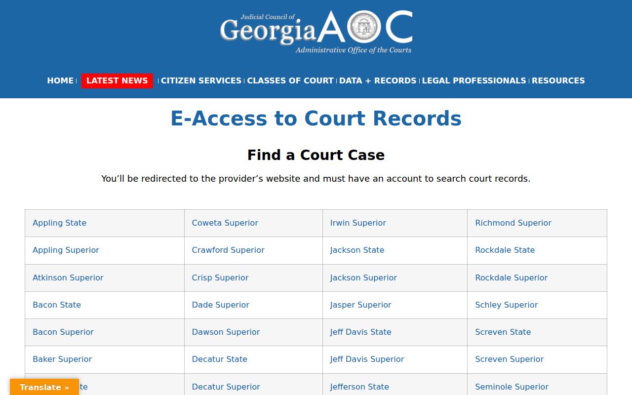 Randolph County court docket Georgia E-Access route