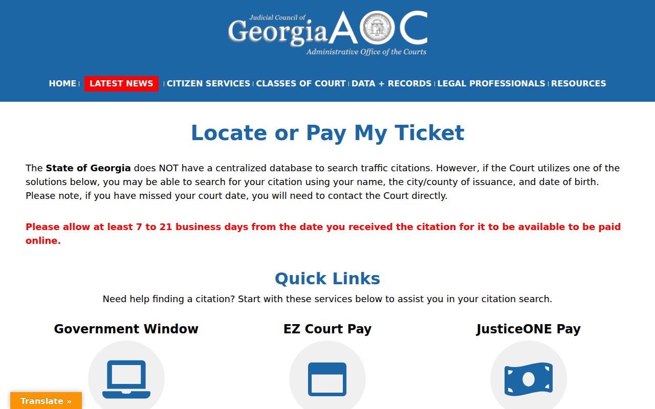 Randolph County traffic court Georgia ticket locator